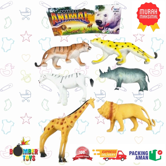 PROMO A585 MAINAN ANAK 1 SET ISI 6 HEWAN BINATANG / ANIMAL KARET MURAH