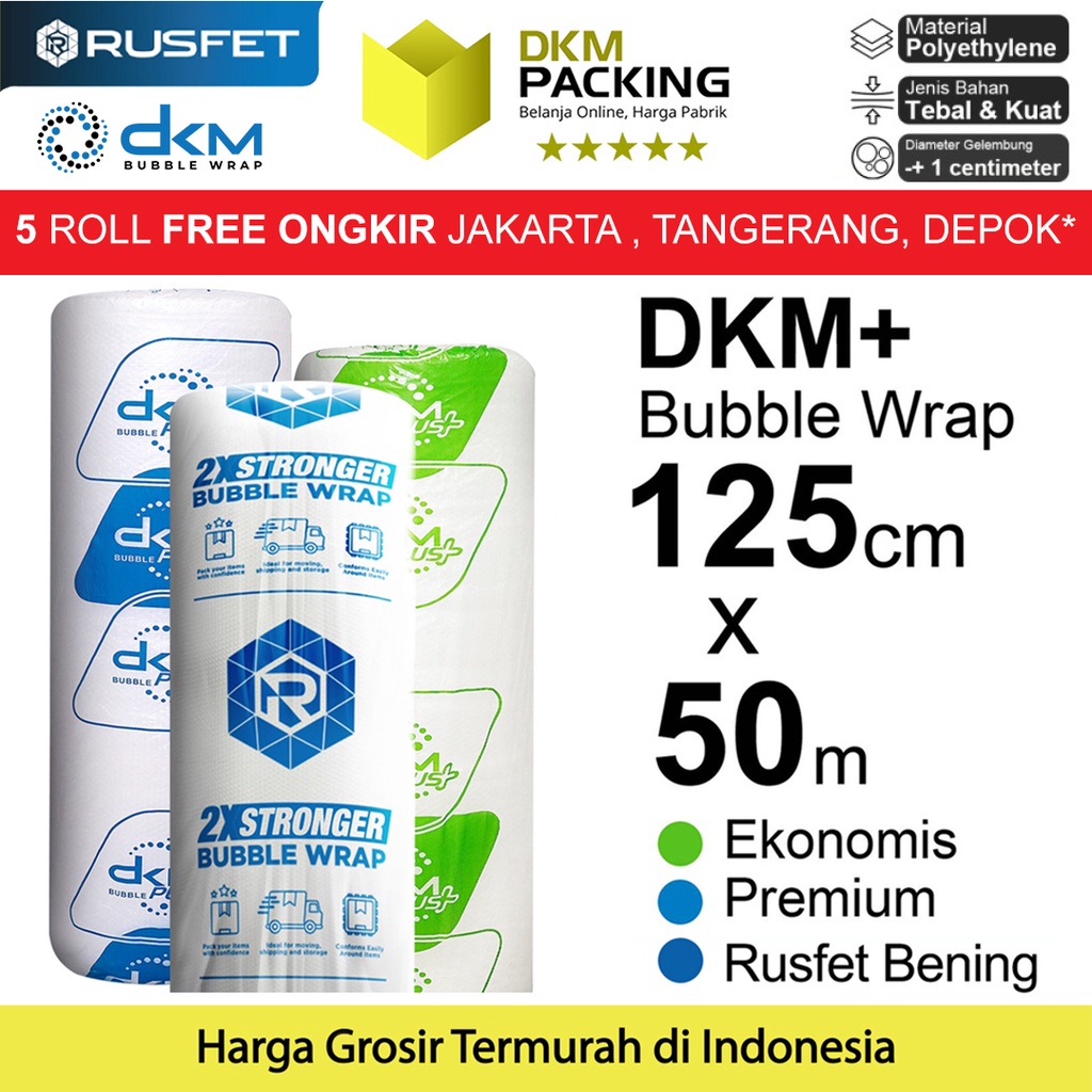 

Plastik Bubble Wrap Bening 125cm x 50m Bubblewrap DKM PLUS PREMIUM TERMURAH ROLL