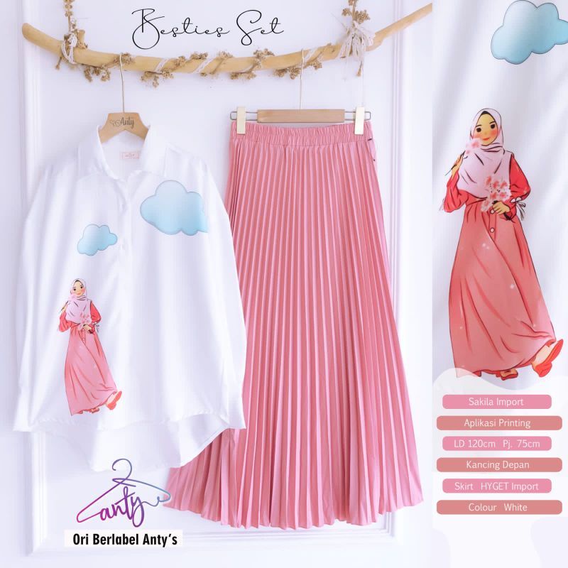 Besties Set Setelan Tunik Sablok Rok Plisket Jumbo LD 120 cm by Anty