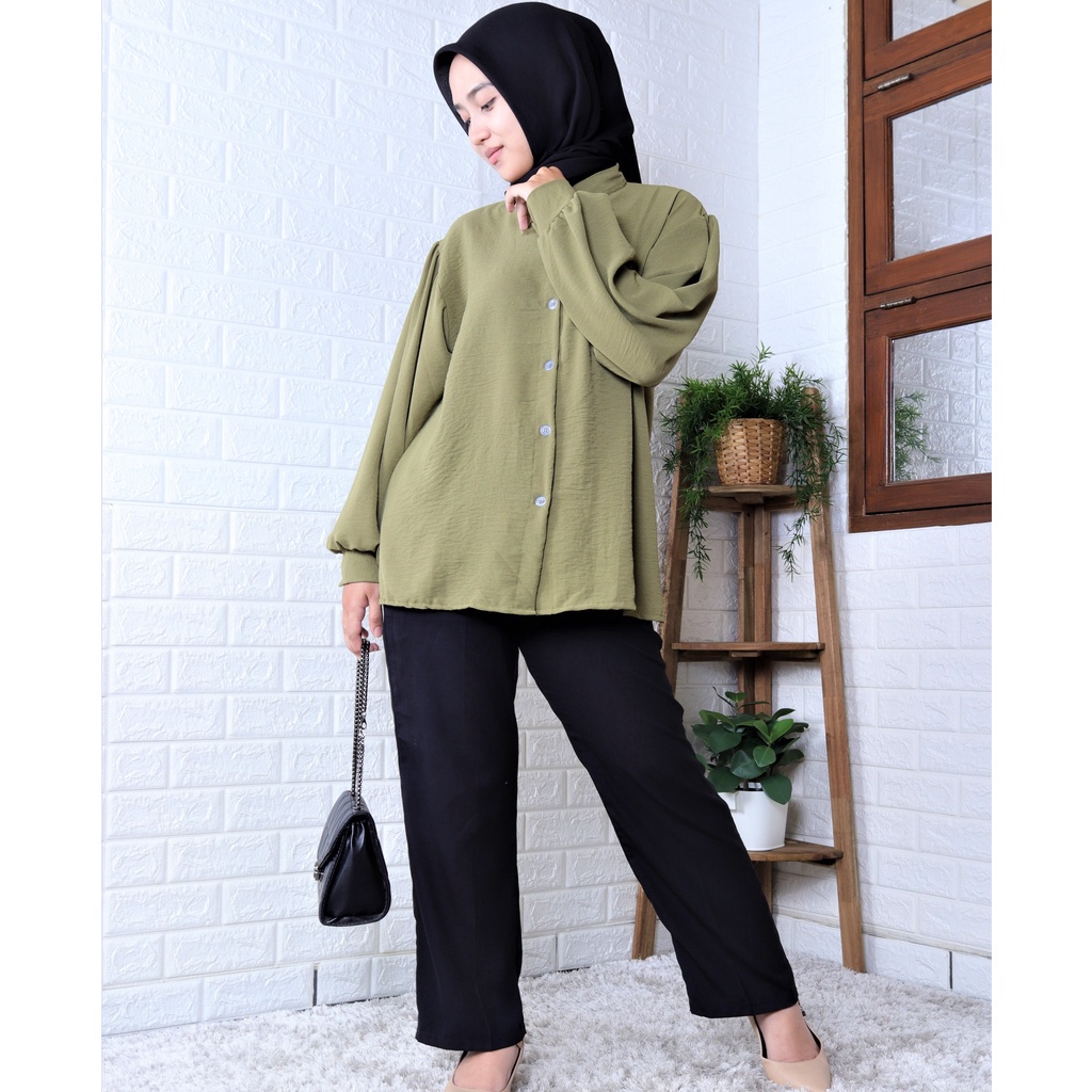 Fiska Blouse Crinkle Baju Formal/Kemeja Kerja/ atasan wanita bahan adem/fashion style remaja