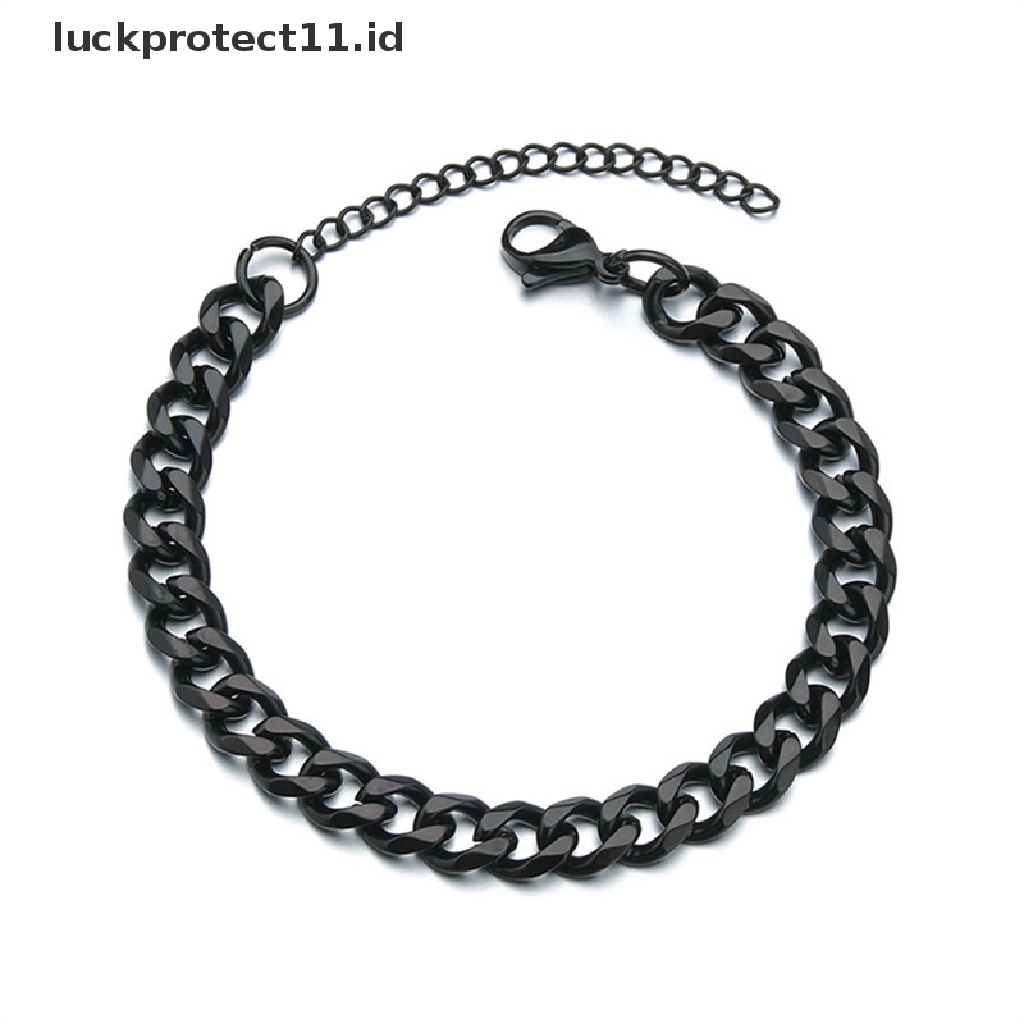 Gelang Rantai Kuba Lebar 3 / 5 / 7mm Bahan Stainless Steel Gaya Klasik Untuk Pria Dan Wanita