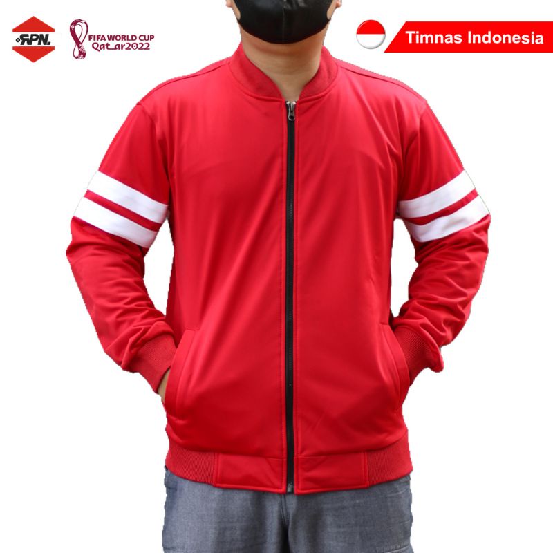 jaket merah putih timnas indonesia tracktop track top unisex