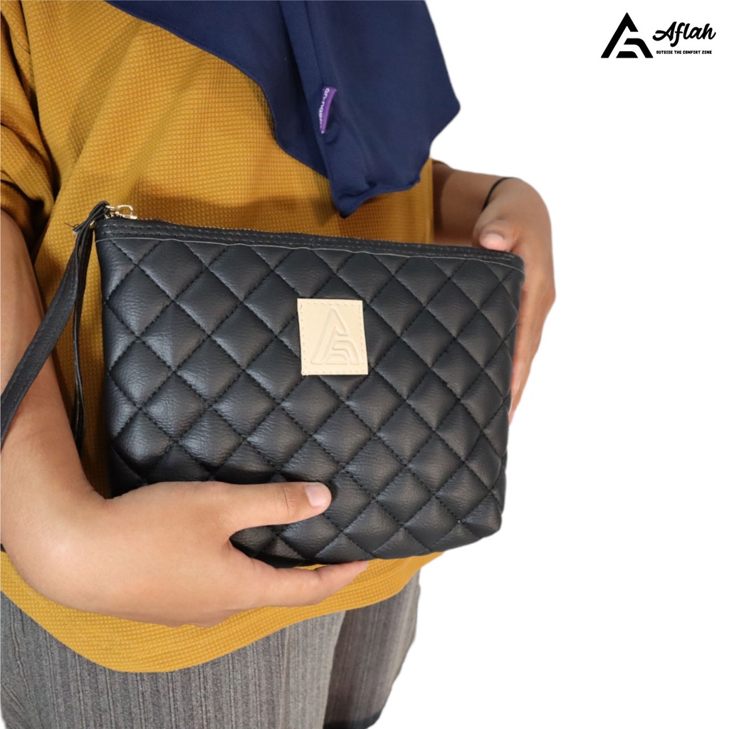 AFLAH - Clutch Wanita Super Premium Full Bordir T01 - Hitam