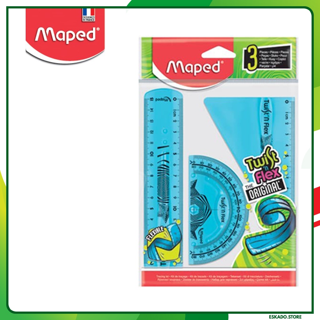 Penggaris Maped Twist'n Flex Set-3 / Penggaris Lentur Set (Warna Random)