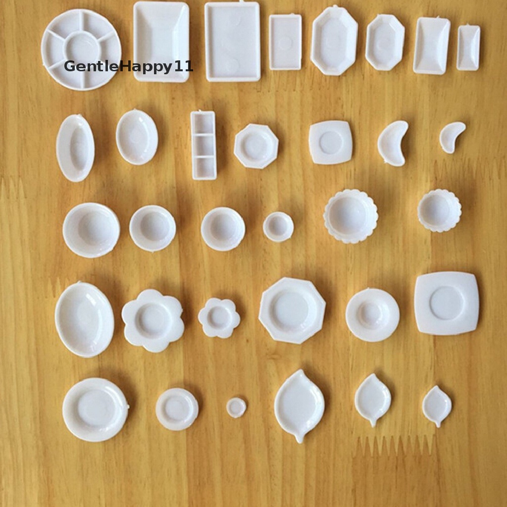 Gentlehappy 33pcs / Set Mainan Miniatur Piring + Gelas + Sendok + Garpu + Piring Bahan Plastik Untuk Aksesoris Rumah Boneka