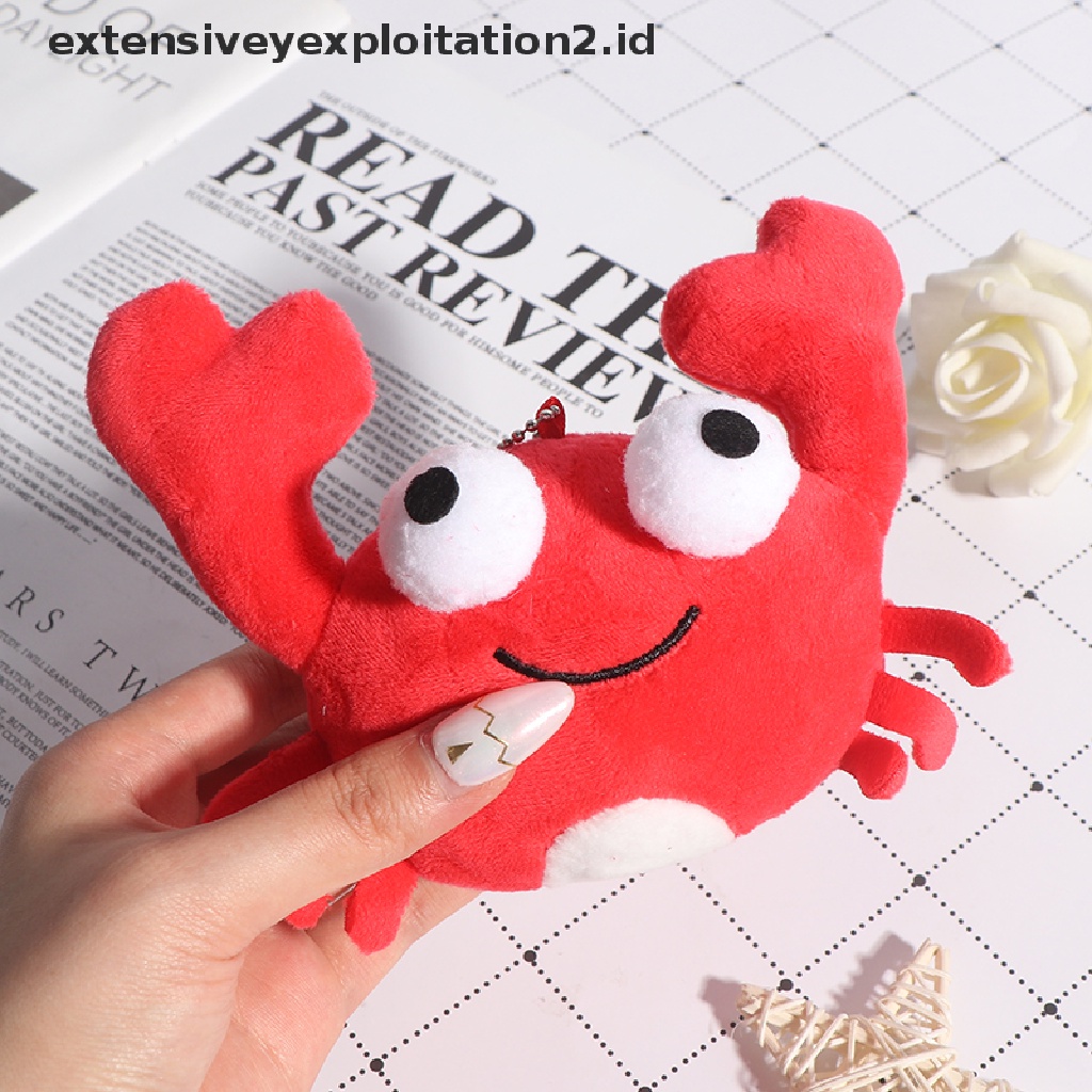 Mainan Gantungan Kunci Boneka Stuffed Plush Kepiting Merah Lucu