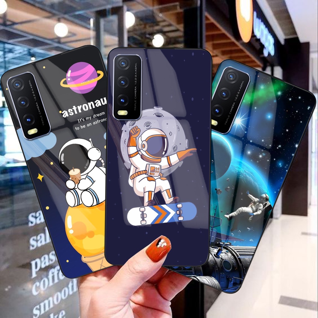 Softcase Glass Kaca ASTRONAUT [SF103] VIVO Y20/Y12S/Y20S/Y20 SG Terbaru Casing Handphone-Pelindung H