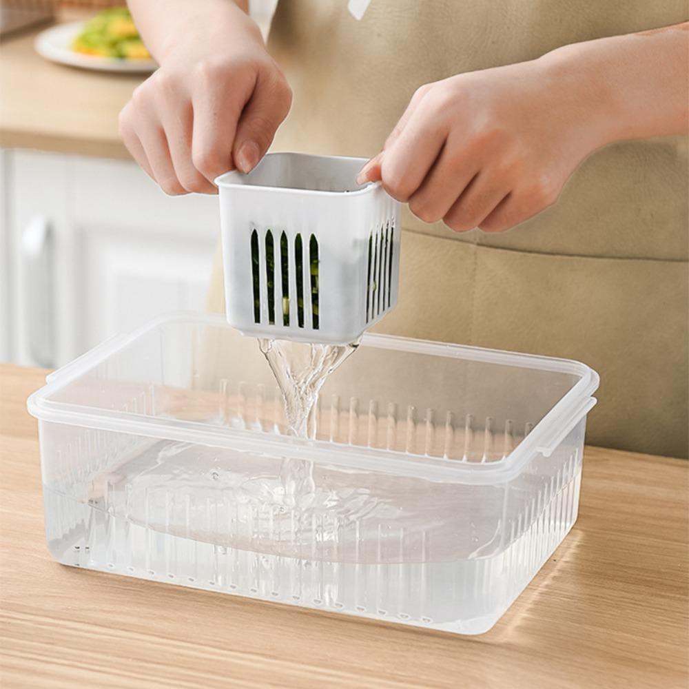 Solighter Garlic Fresh-keeping Box Transparan Multi-Fungsi Kulkas Freezer Organizers Dapur Gadget Sealing Kotak Penyimpanan Makanan Kotak Sayur Dengan Penutup