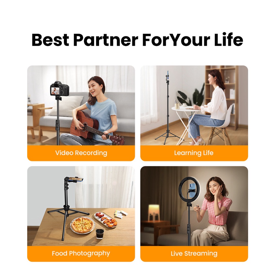 UGREEN Tripod Portabel 360° Alumunium Alloy For Handphone Kamera Livestream Tongsis Tripod 3in1 Tripod Mini + Tas