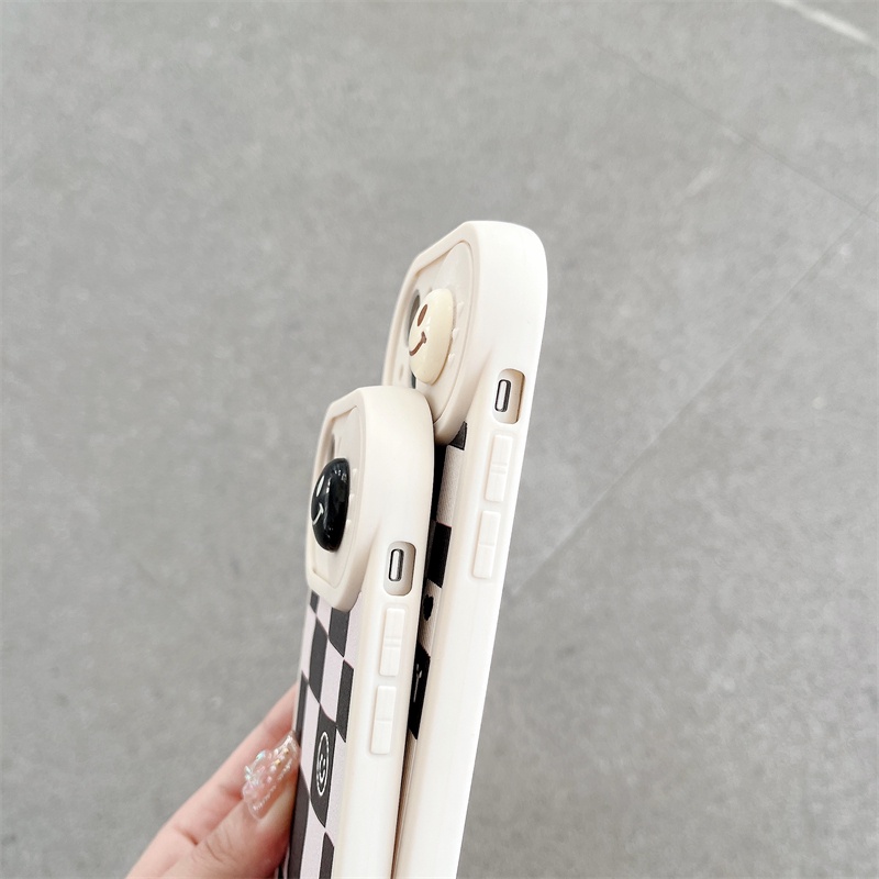 Case Pelindung Kamera Anti Jatuh Motif Wajah Tersenyum Untuk iPhone 14 12 13 Pro max 11