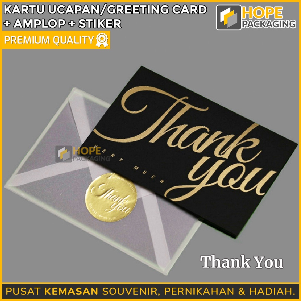 Kartu Ucapan Hitam / Greeting Card + Amplop + Stiker