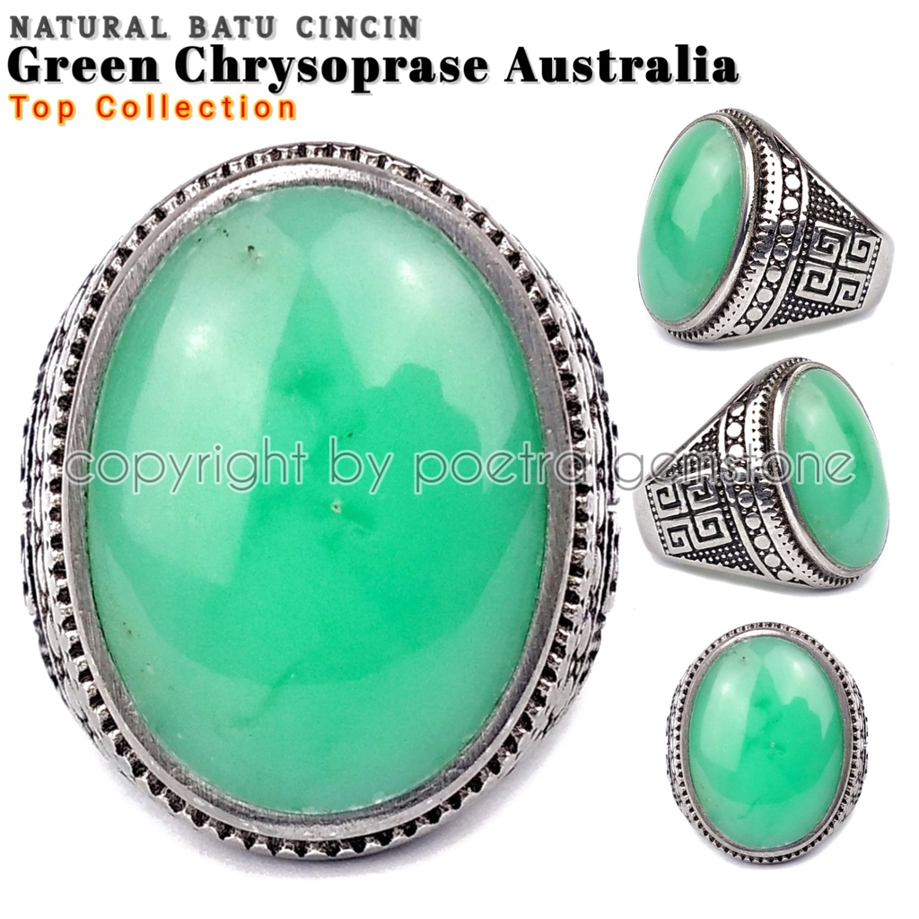 Cincin Titanium Natural Green Chrysoprase Australia Top Collection