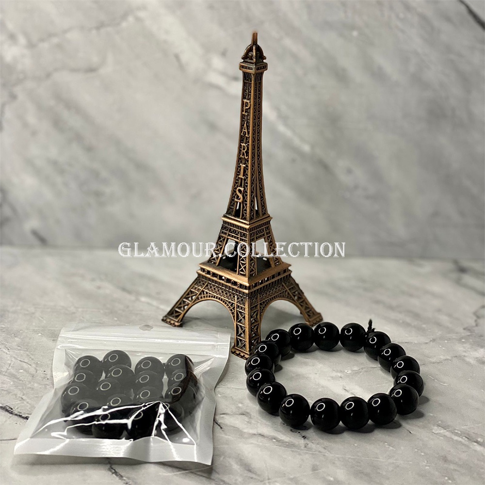 Gelang Tangan Batu Bulat Hitam Model Limbad Fashion Pria