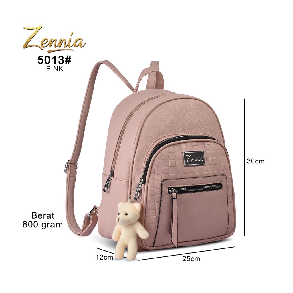 Tas Wanita Zennia 5013 Tas Kulit Korea Wanita Punggung Anak Remaja Ransel Sekolah Kuliah Kerja Outdoor Trendy Fashion