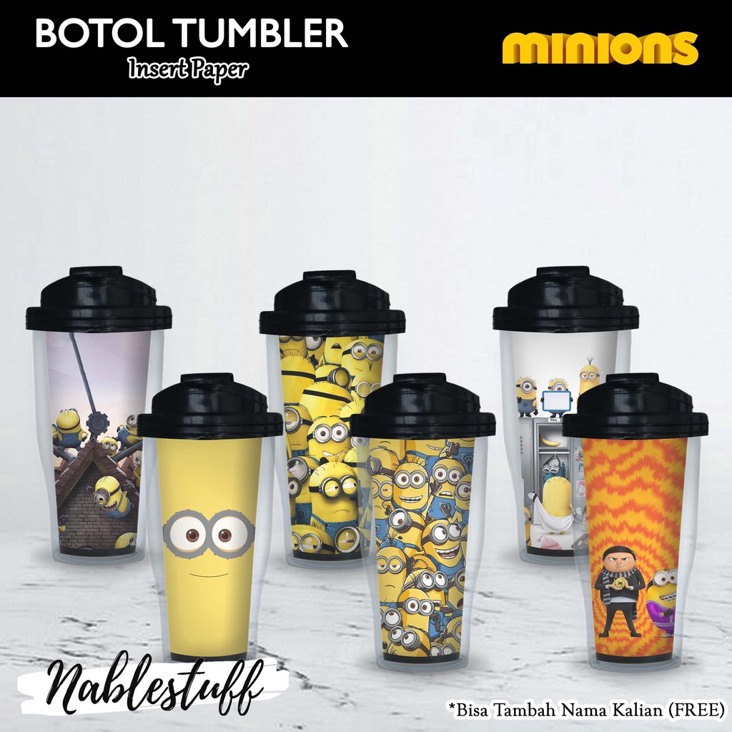 Botol Tumbler Minions (Unofficial) // Botol Minum Insert Paper