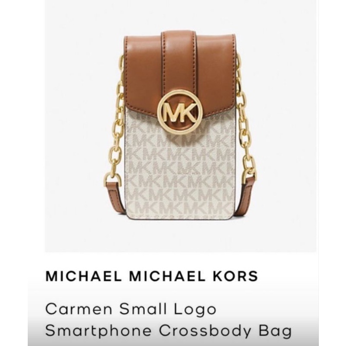 Tas HP Michael Kors Original Authentic / Carmen Small Logo Smartphone Xbody Bag Vanilla s