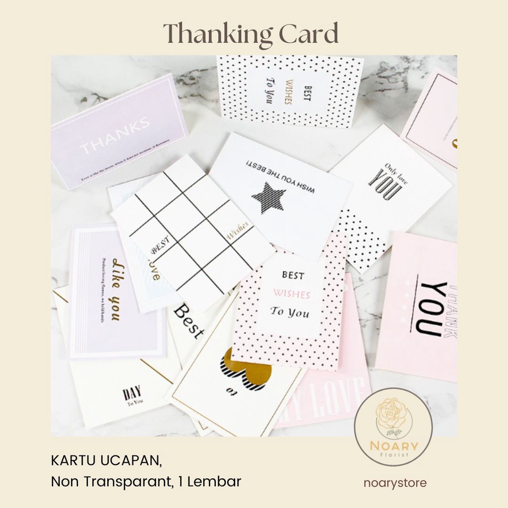 Thanking Card  / Kartu Ucapan / Kartu Ulang Tahun / Cellophane / Greeting Card / Bunga Kering / Kartu / BI / OPP / Paper / Card / Kartu Import / Kartu Grosir / Kartu Termurah / Florist