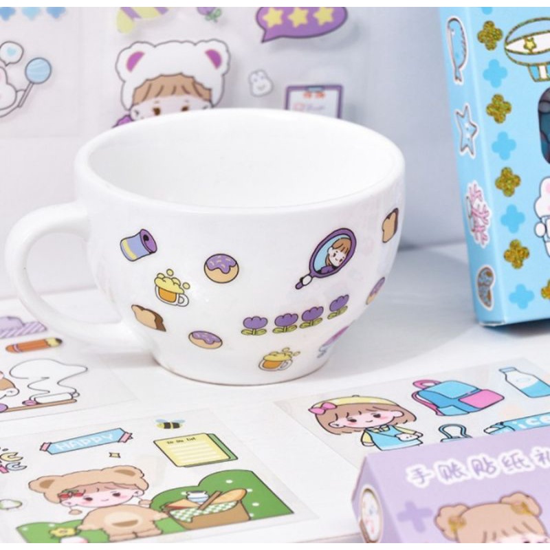Stiker 2D cute Stiker Momo lucu box 1 box isi 100 pcs