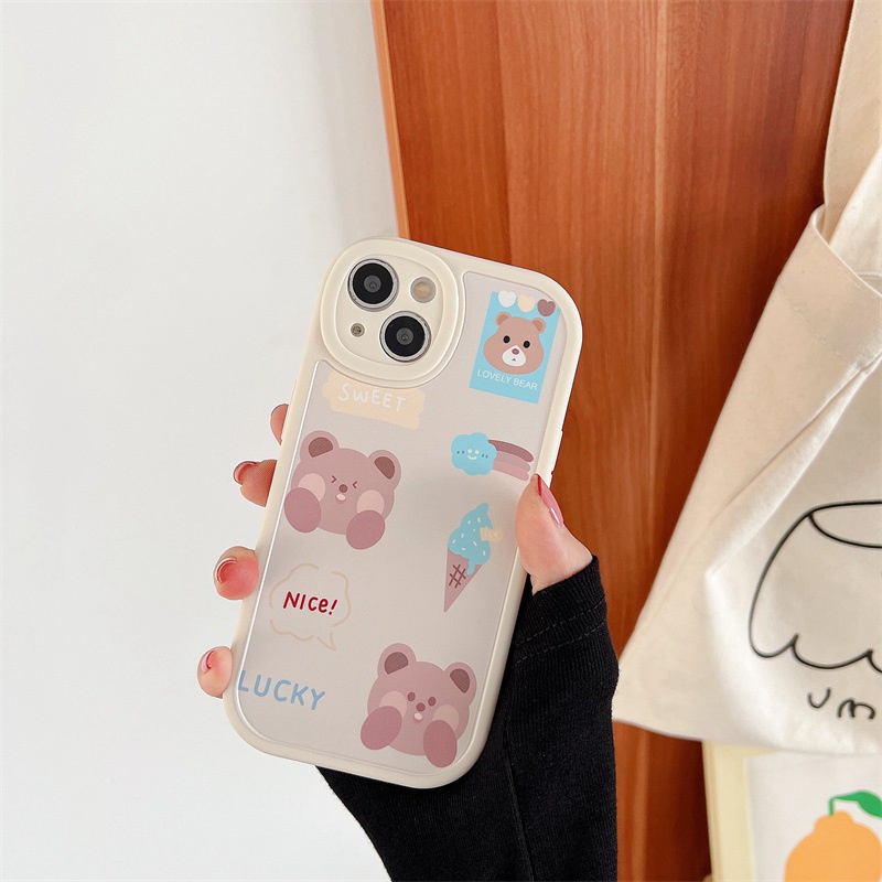 Frosty Silicone Soft Case OPPO A9 A5 A31 A53 A33 2020 A7 A5S A12 A11K F9 Pro A74 A95 F11 A15 A15S A35 A52 A92 A54 A36 A76 A96 A94 A55 A16K A16E A54 A83 A57 A1K A3S Ice Cream Bear