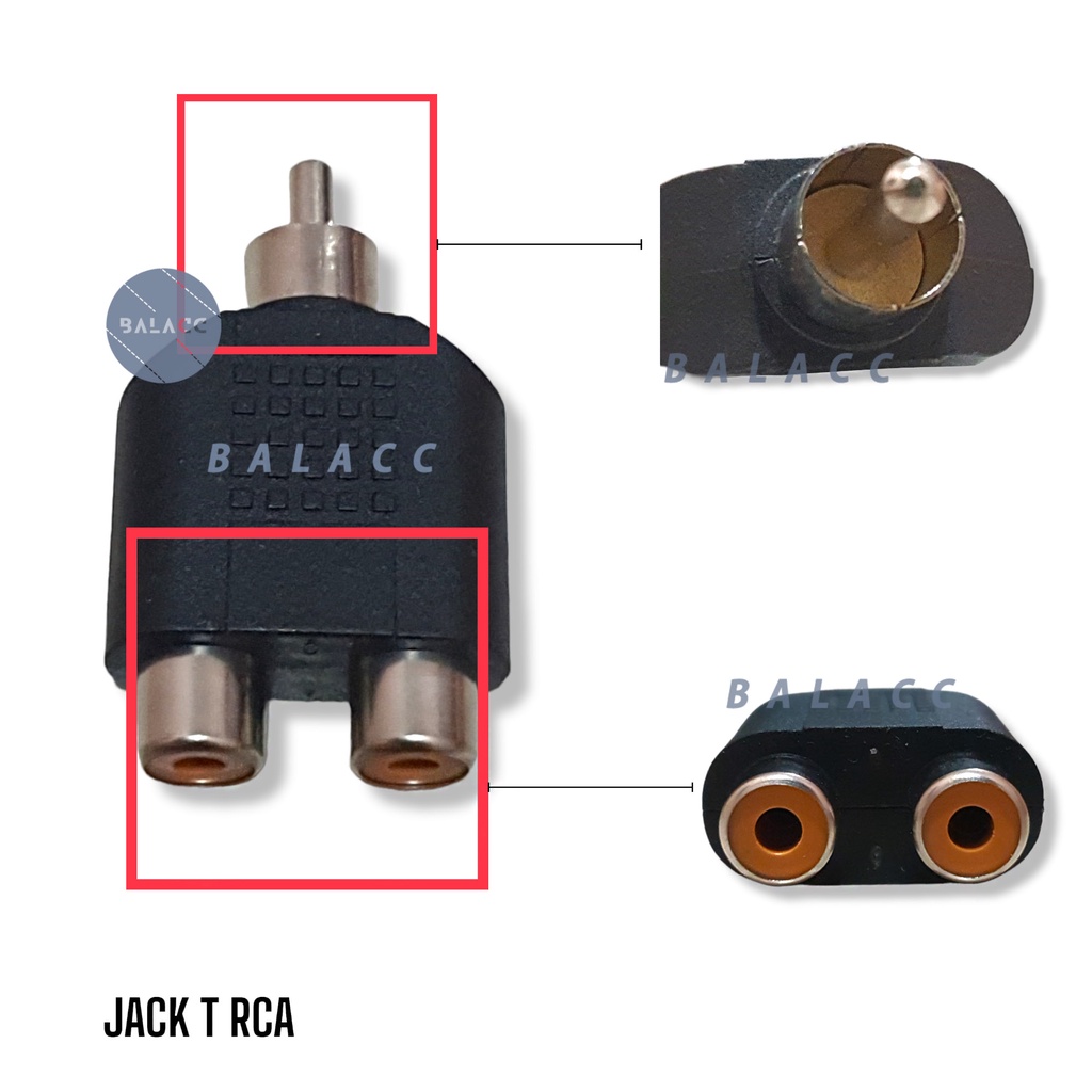 Jack Y atau T RCA SPLITTER / 1 RCA MALE TO 2 RCA FEMALE