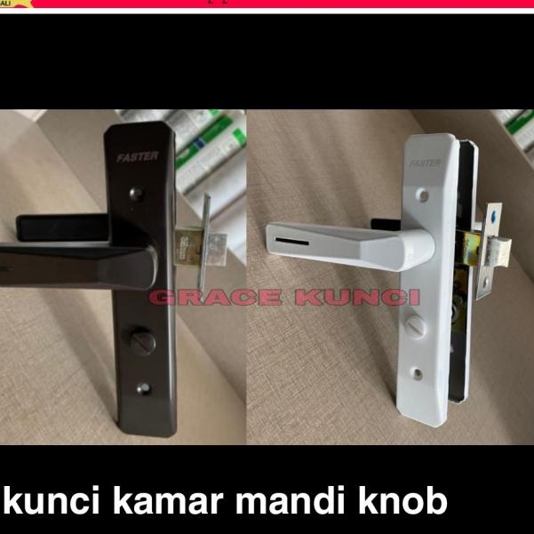 kunci pintu kamar mandi handel pintu kamar mandi knob putih & coklat - Putih