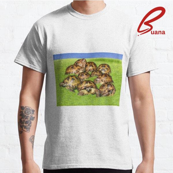 Kaos Pria Greek Tortoise Group on Grass Background Premium Custom 713