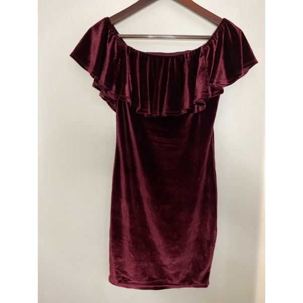 Dress mini Shein preloved bahan Beludru warna unggu