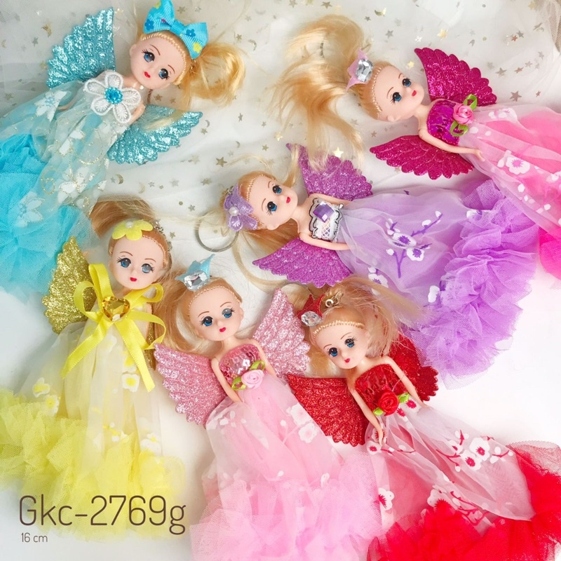 Gantungan kunci boneka gaun lucu keychain goodie bag / princess doll / gantungan barbie