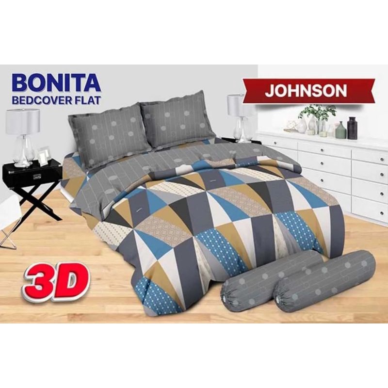 Bedcover 1 set seprei 180x200 motif johnson merek bonita