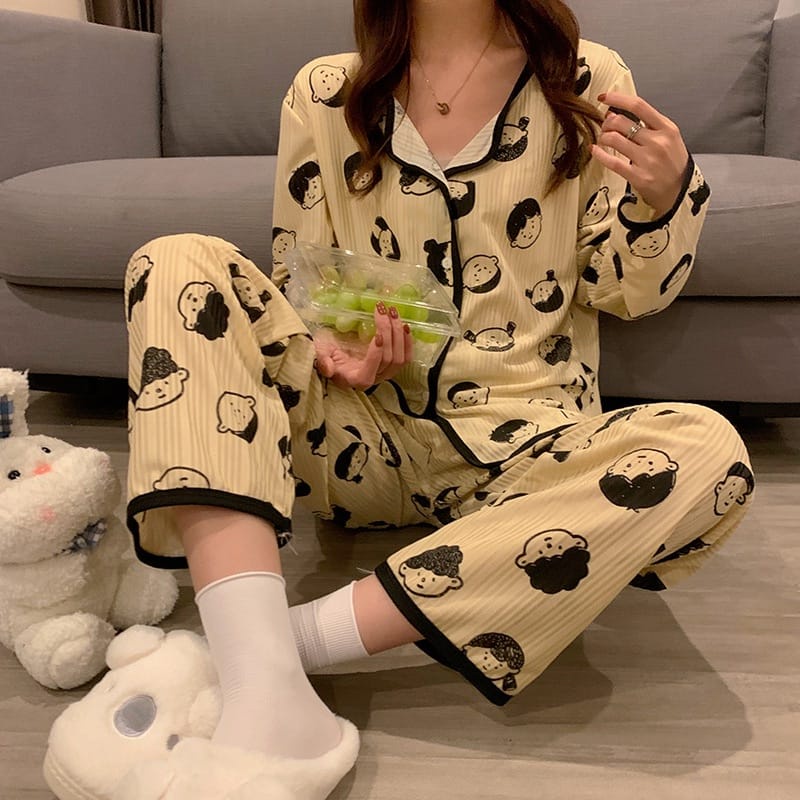 TELLY ➡️ 342 Set Baju Tidur Wanita Dewasa Celana Panjang Piyama Model Kemeja HP Import Korea Motif Kekinian