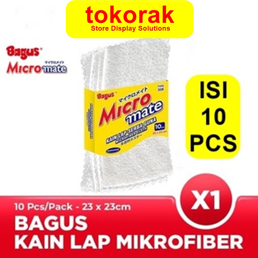 BAGUS MICROMATE KAIN LAP MICROFIBER SERBAGUNA 10S 23X23 CM 10PCS 308