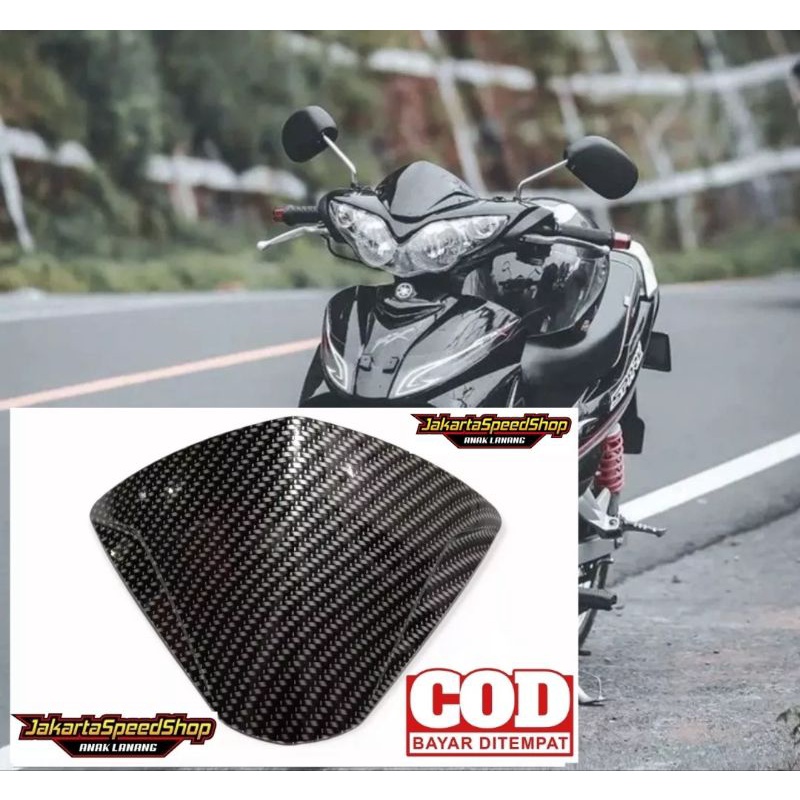 Visor variasi yamaha jupiter z burhan carbon dan hitam kilap bahan tebal plus lem 3m double tape