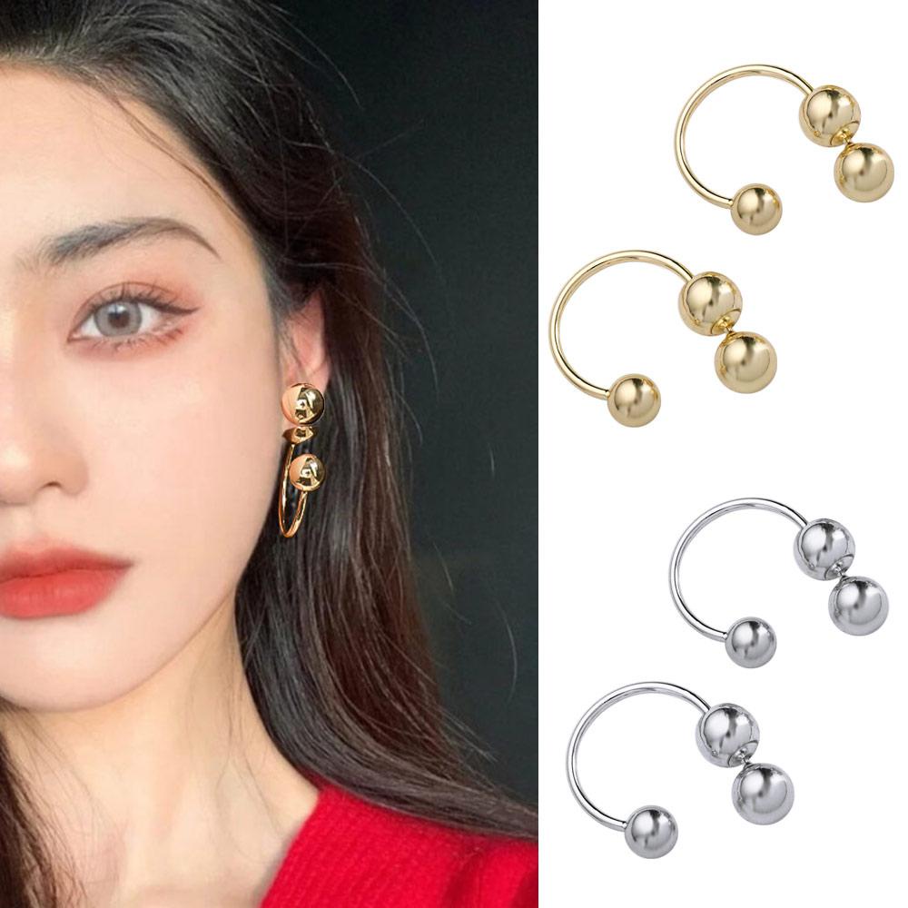 Mxbeauty Anting Manik Bulat Minimalis Berlebihan Perhiasan Telinga Perempuan Gadis Hip Hop Gaya Korea