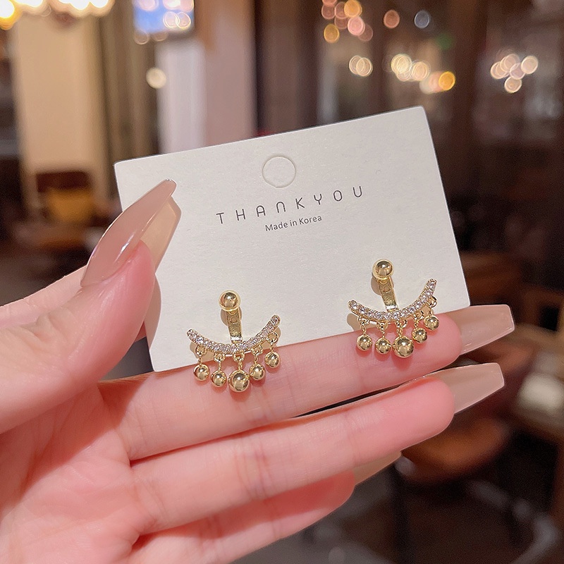 Anting Tusuk Gantung Bahan Sterling Silver 925 Desain Kacangrumbai Gaya Mewah Untuk Wanita