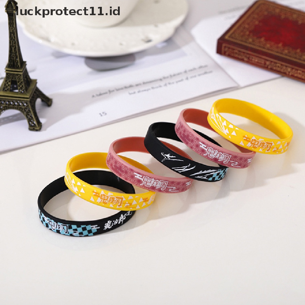 1 Pc Gelang Bahan Silica Gel Motif Kartun Anime Demon Slayer Gaya Jepang