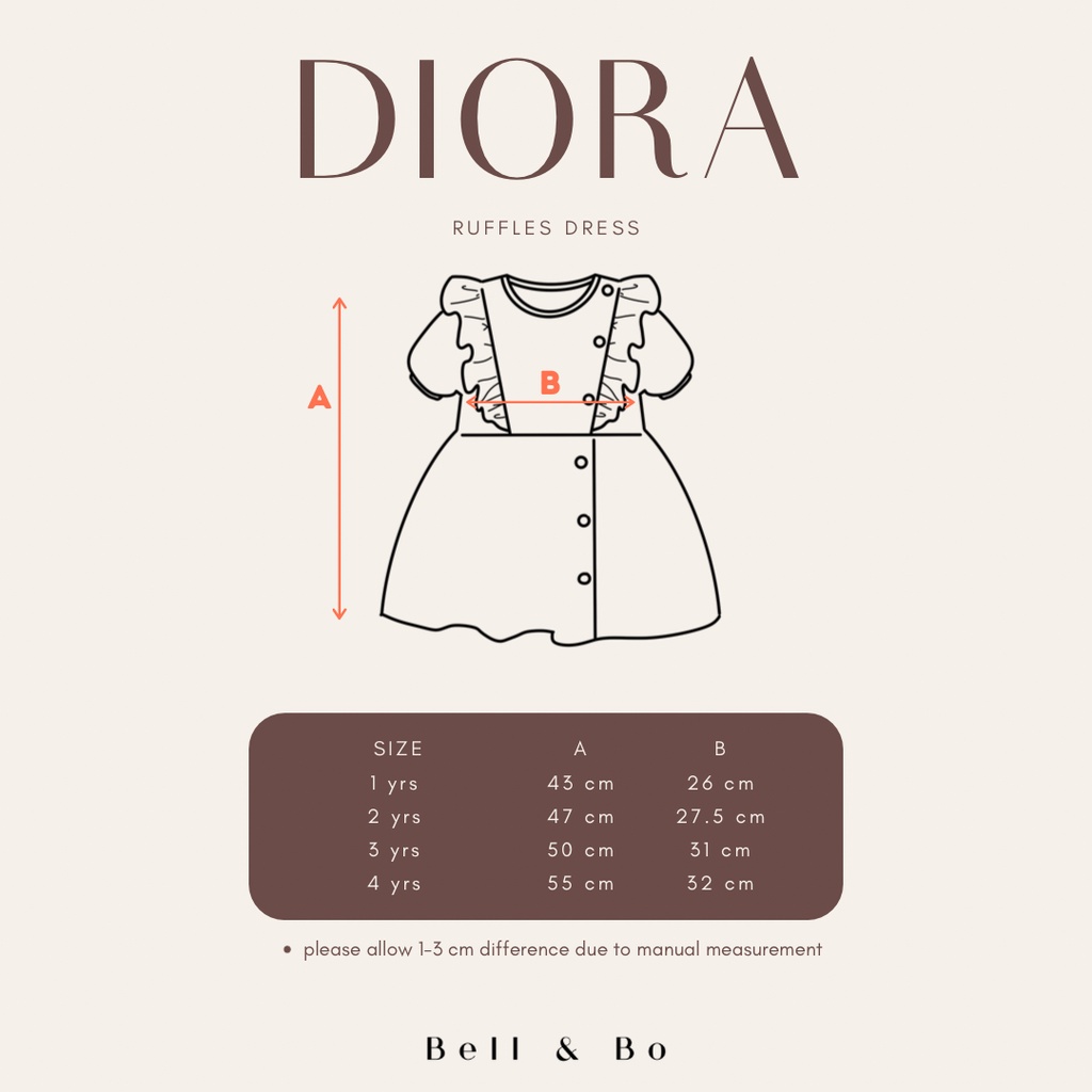 Bell &amp; Bo - Diora Dress / Dress Anak (1 - 4 Tahun)