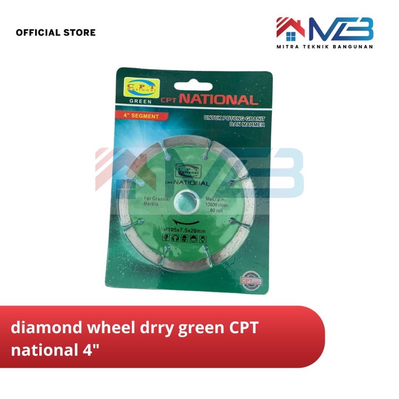 Diamond Wheel Dry Green 4” CPT National