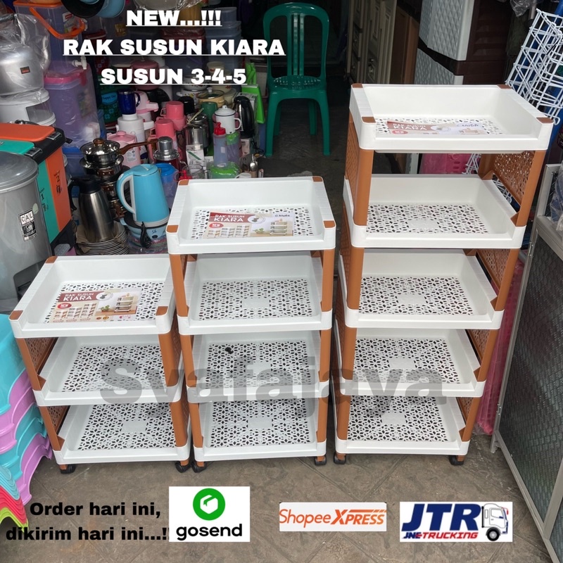 KIARA - Rak Susun Serbaguna Susun 3 4 5 / Rak Susun Plastik Pakai Roda