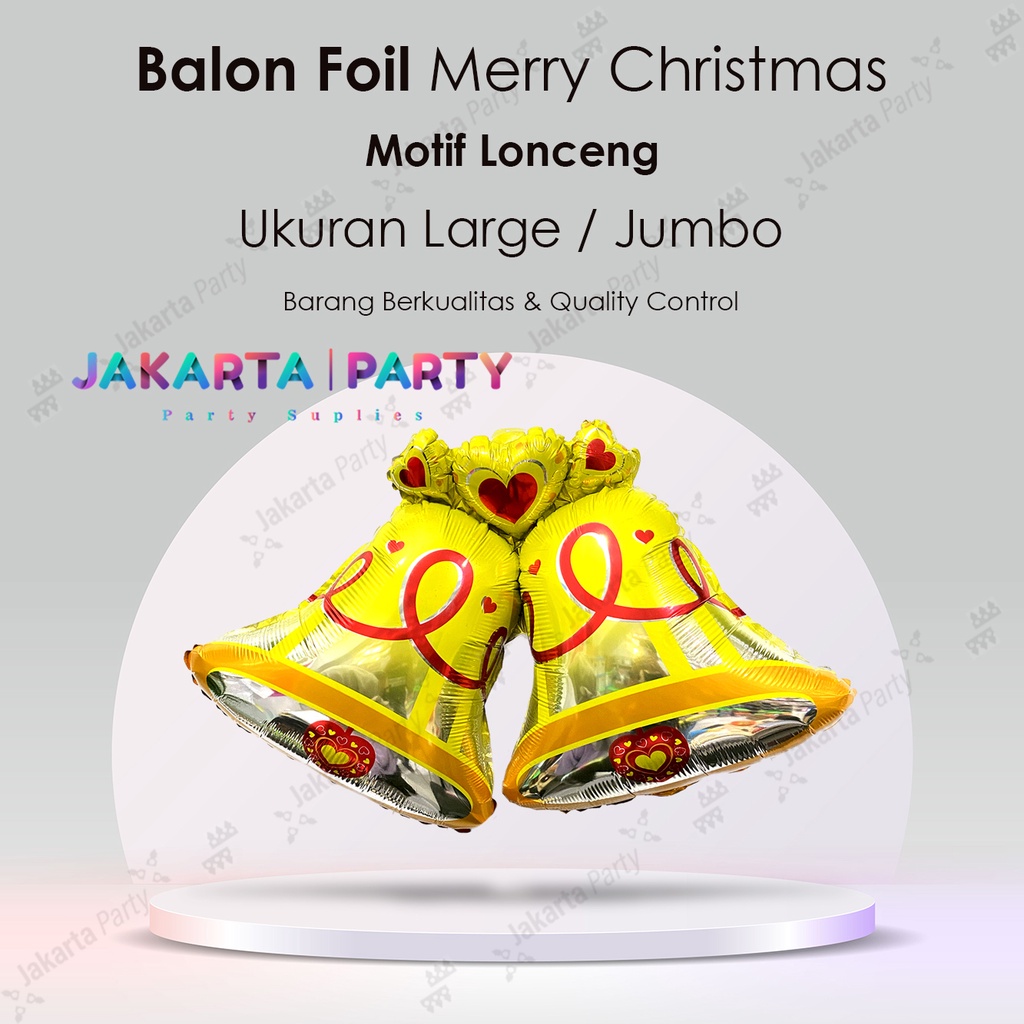 Balon Foil Natal / Balon Merry Christmas / Balon Foil Lonceng Jumbo