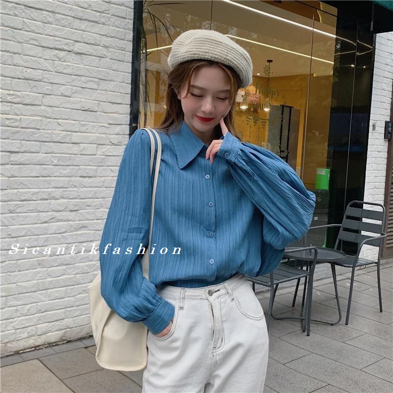 Kemeja Blouse wanita Lady Crush  / Kemeja Polos Lengan panjang / Kemeja Oversize Lady Crush