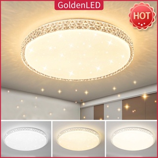 Golden LED Lampu Plafon Ceilling Lampu Lampu Bulat Untuk Ruang Tamu/Kamar Tidur/Dapur  Lampu Hias Plafon 40Watt