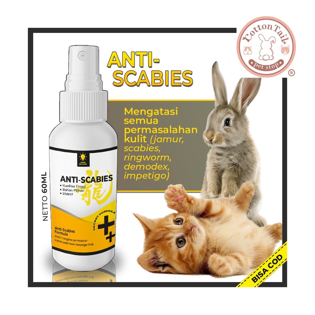 ANTI SCABIES 60mL Obat Jamur Kucing Kelinci Scabies Demodex Impetigo Jamur Kutu Parasit Cacing Hati Gatal Kulit Obat Jamur Kucing Scabies Demodex Impetigo Jamur Kutu Parasit Cacing Hati Gatal Kulit [ CS ]