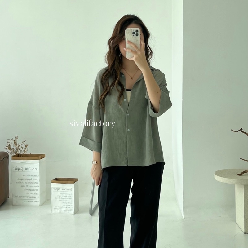 SIVALI Jade Top 995 - Kemeja Wanita Minimalis Atasan Baju Kerja Office Shirt