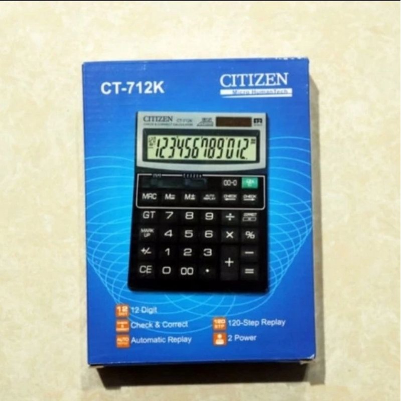CITIZEN CT 712K Check Correct Kalkulator Cek Ulang 12Digit LCD Besar