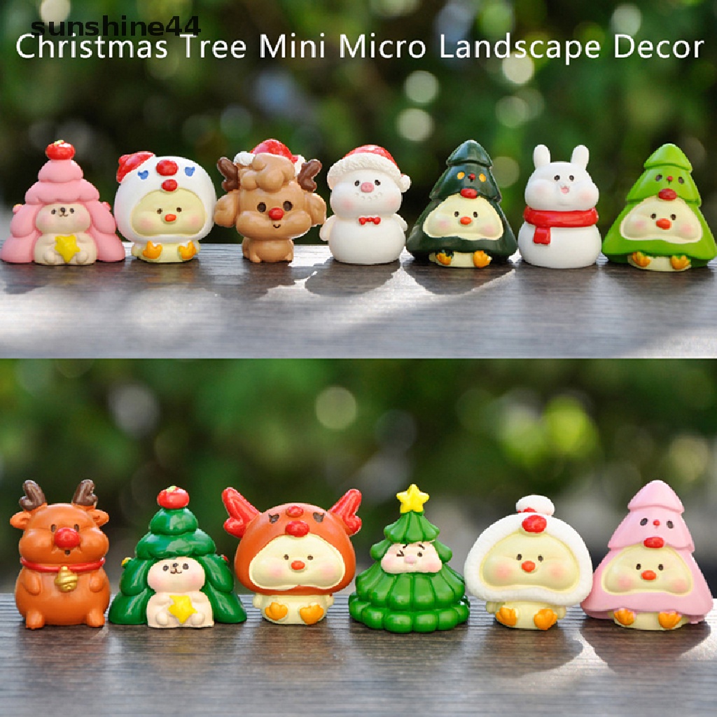 Sunshine 1Pc Miniatur Santa Claus / Rusa Natal Bahan Resin Untuk Dekorasi Taman