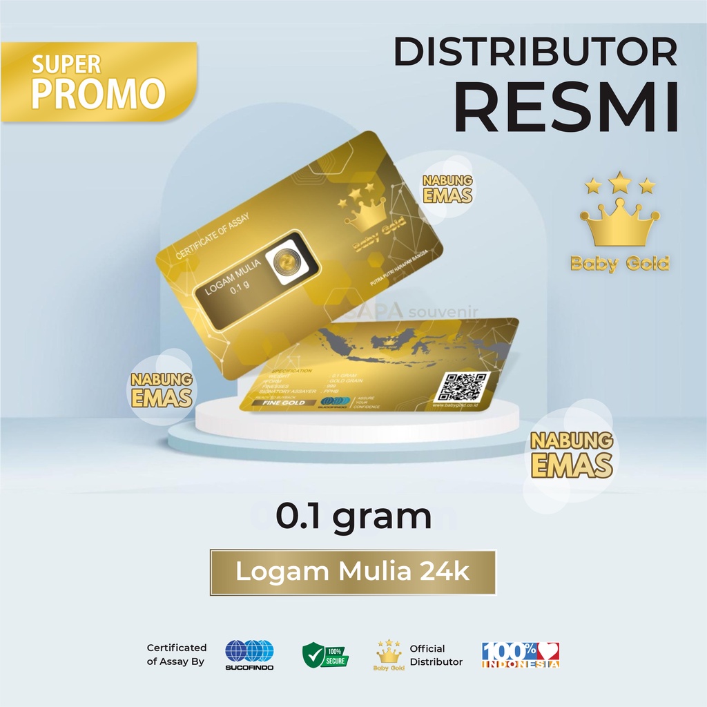 NEWversion BabyGold  Emas Mini 0.1 Gram Logam Mulia 24 Karat
