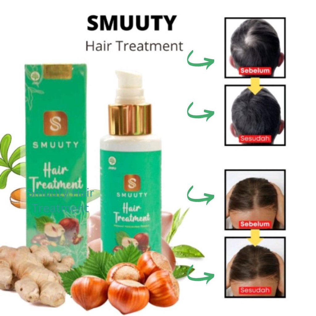 Smuuty Hair Treatment Serum Kemiri Bakar 100% Herbal BPOM Bonus Emas Mini