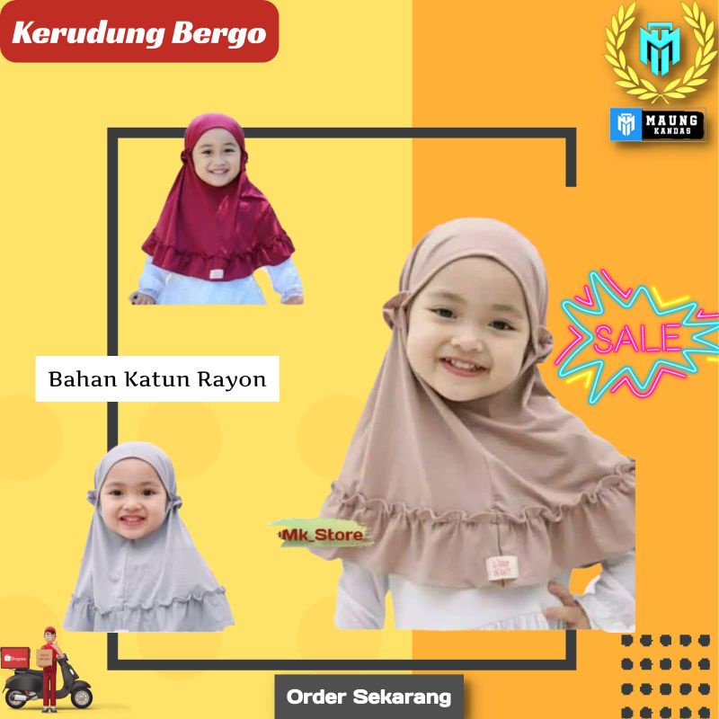 Kerudung Bergo Anak 1-3 Tahun Kerudung rample instan