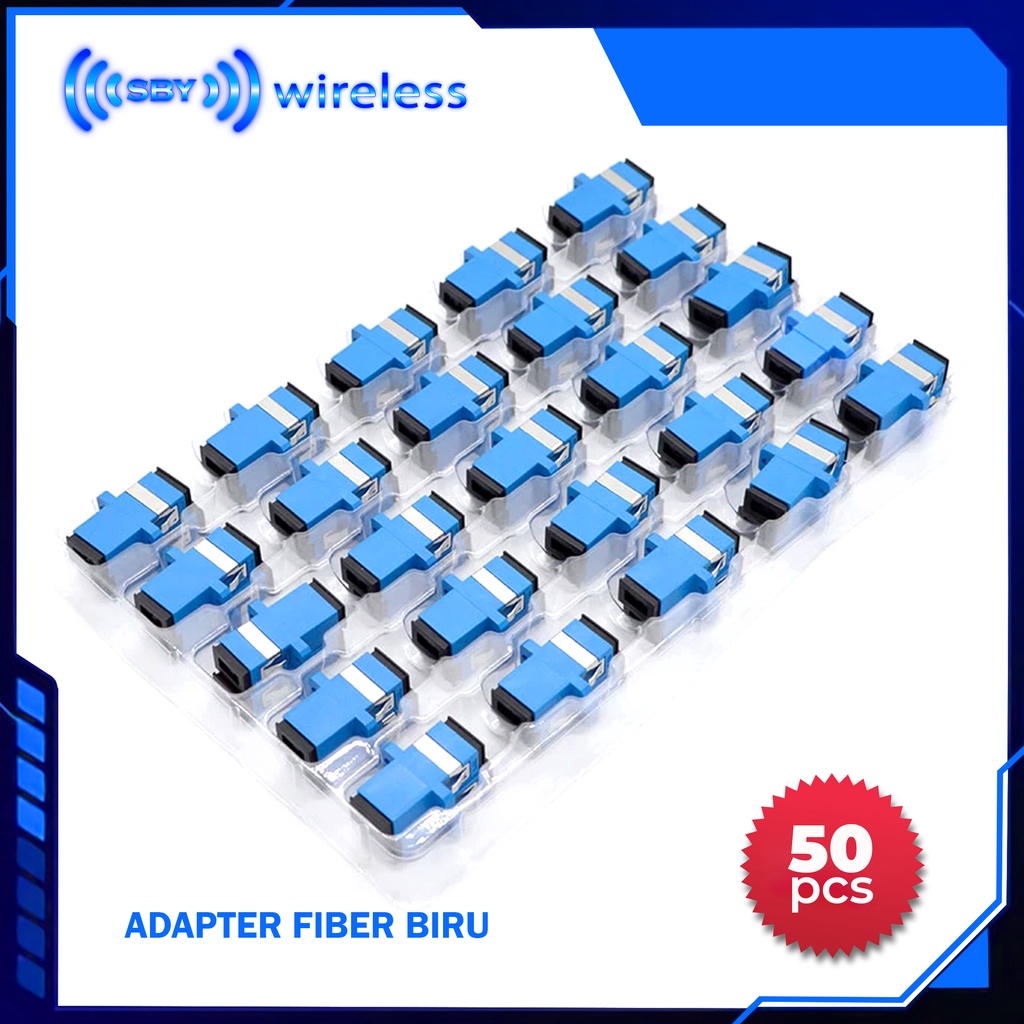 1 PACK ISI 50PCS - Adapter SC BIRU Coupler - Adaptor SC BIRU Sambungan Fiber Optic Connector Singlemode Kopler SC UPC