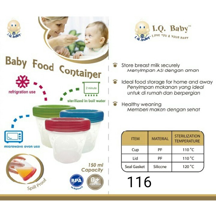 I.Q. BABY Baby Food/Breast Milk Container | Wadah Makan Bayi &amp; ASI